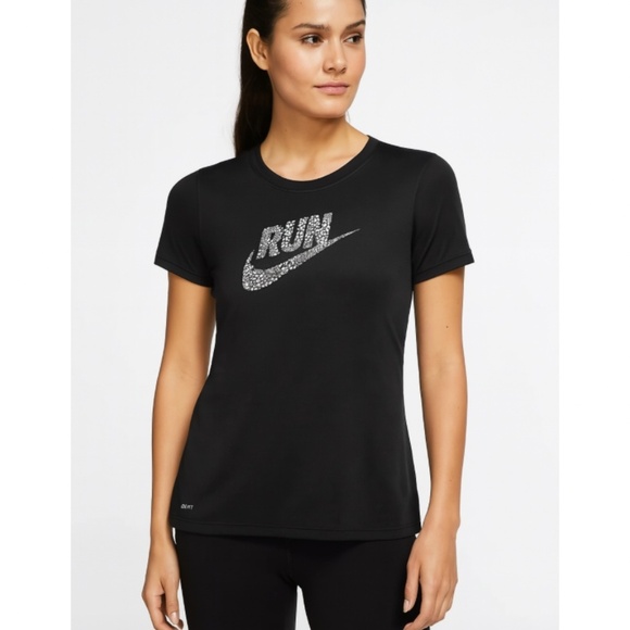 NIKE Run Logo Dri-Fit Crew-Neck T-Shirt Size XS - Picture 1 of 7